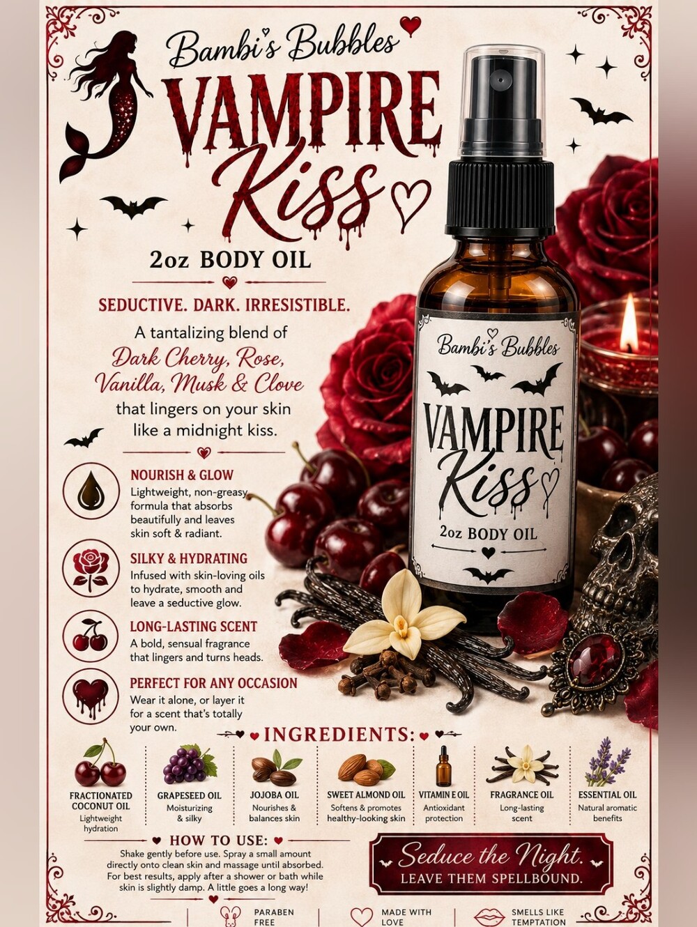 As Requested! Vampire Kiss Body Oil 2oz